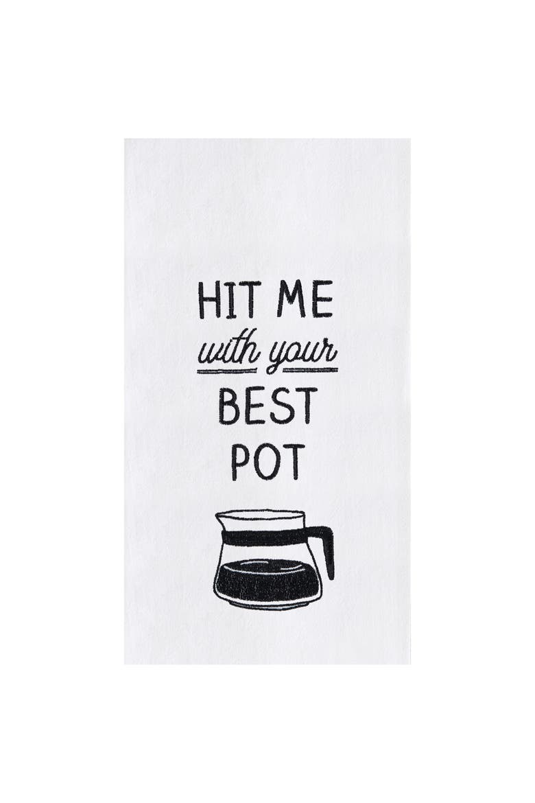 27" x 18" Best Pot Kitchen and Bathroom Embroidered Hand Towel, Main, color, Black