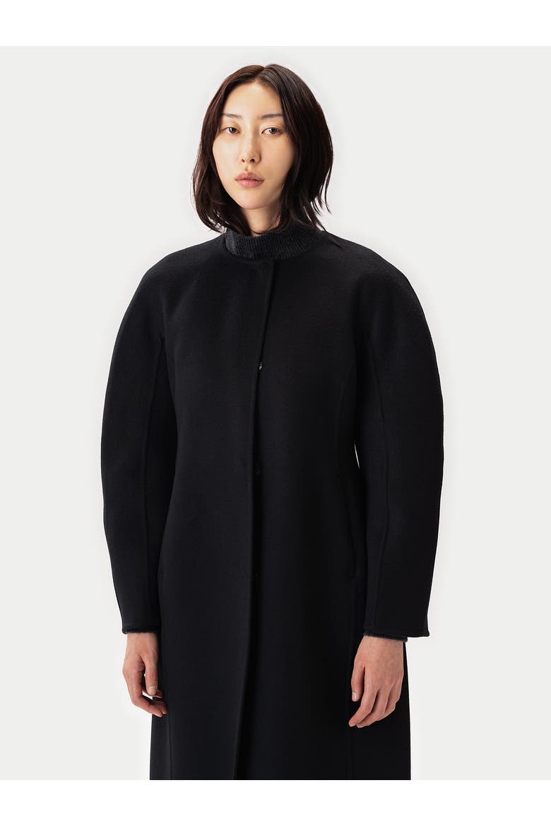 Oval-Sleeve Cashmere Coat, Alternate, color, black