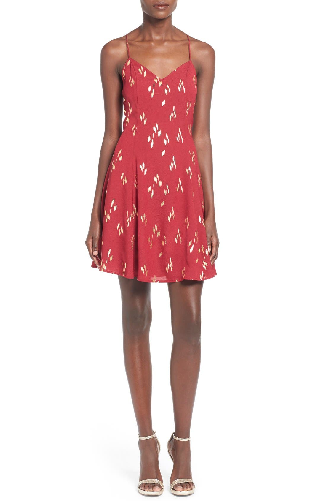 EVERLY Foil Print Fit & Flare Dress (Women) | Nordstrom