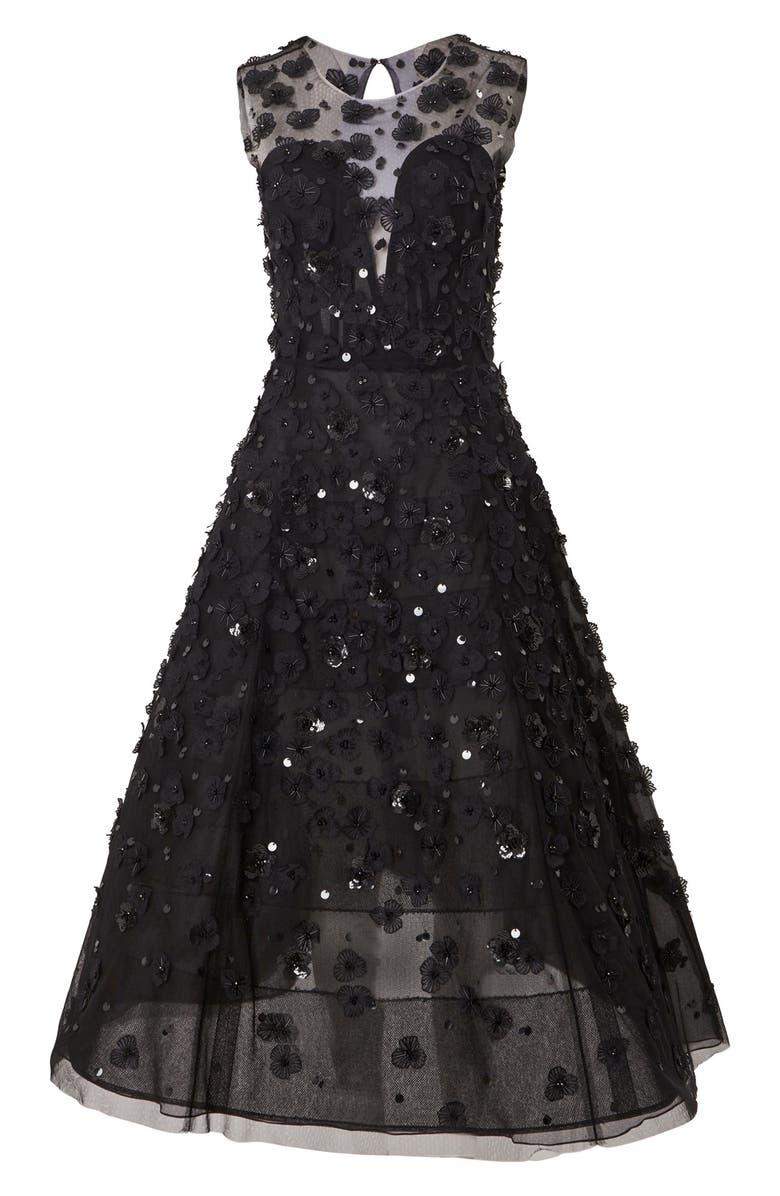 Carolina Herrera Embellished Tulle Fit & Flare Cocktail Dress, Alternate, color,