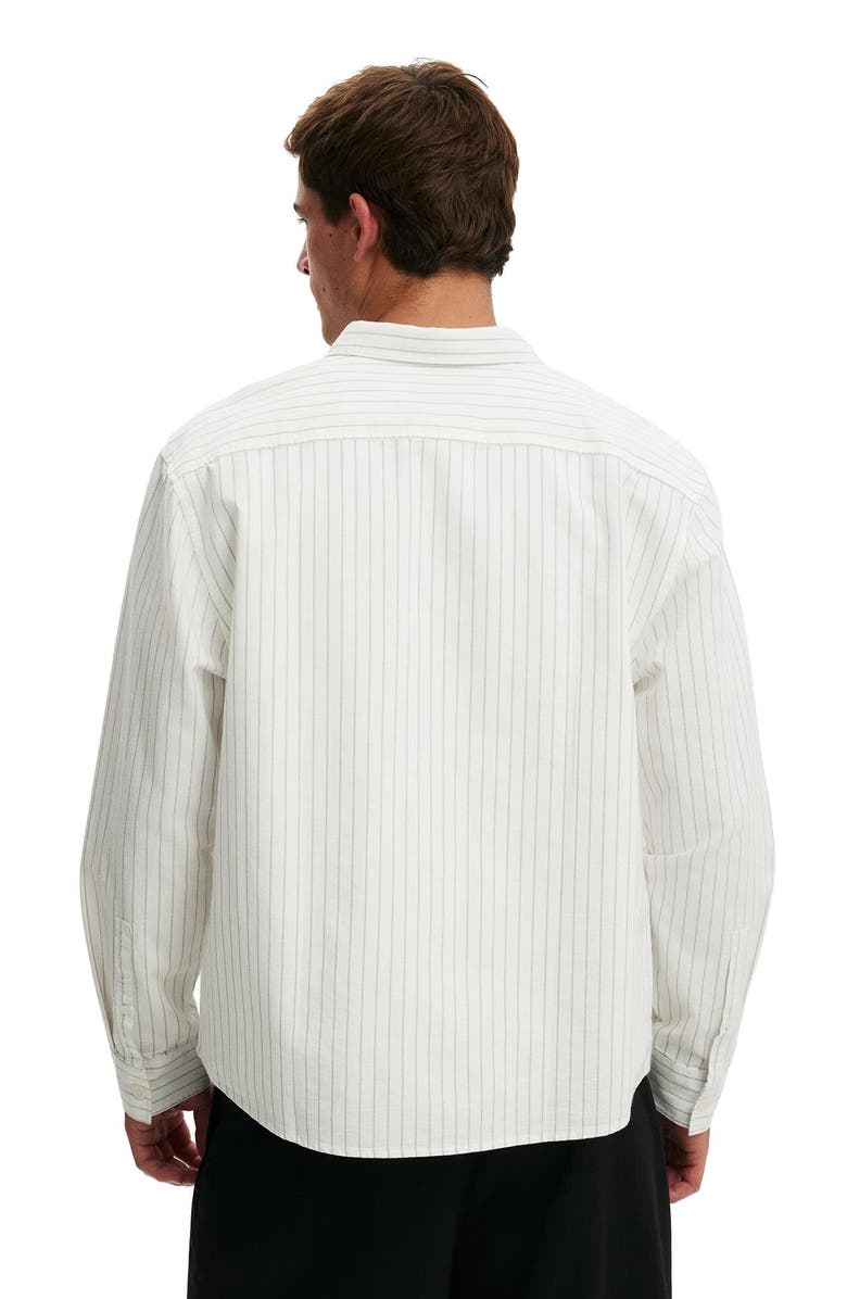 Cotton On Men's Bedford Long Sleeve Shirt, Alternate, color, White Stripe Emb