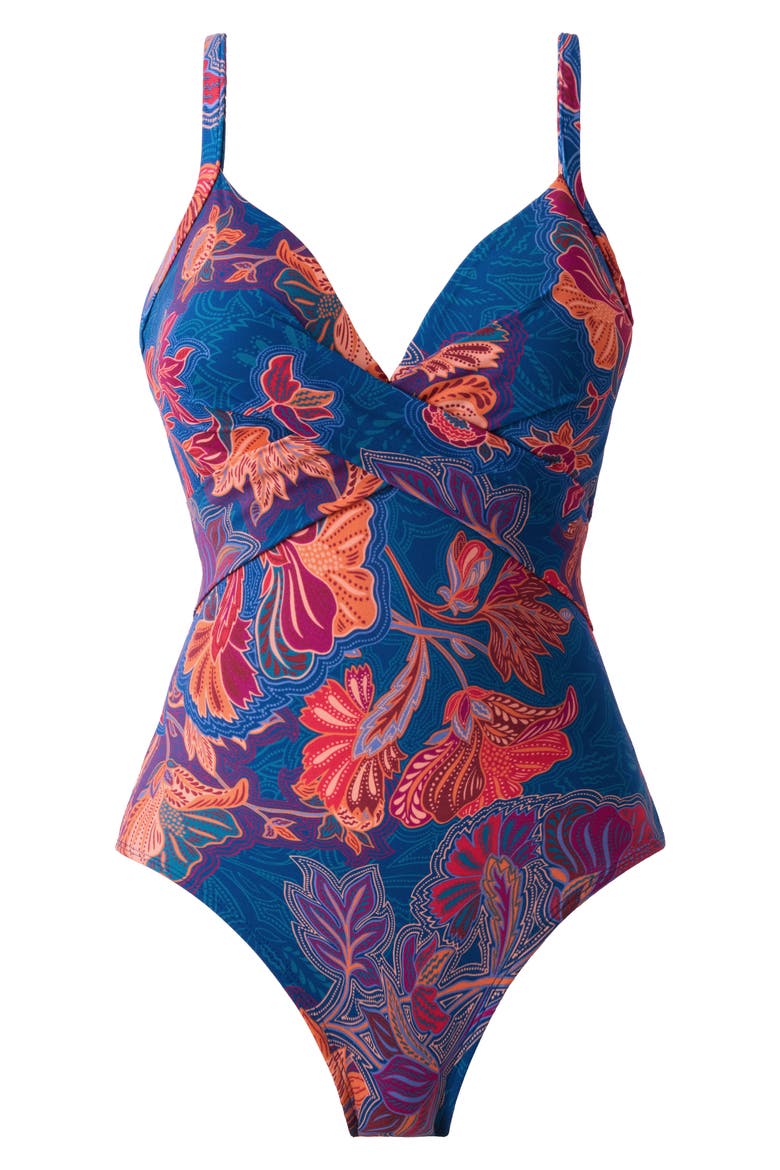 Captivate Underwire One-Piece Swimsuit, Alternate, color, BLUE MULTI