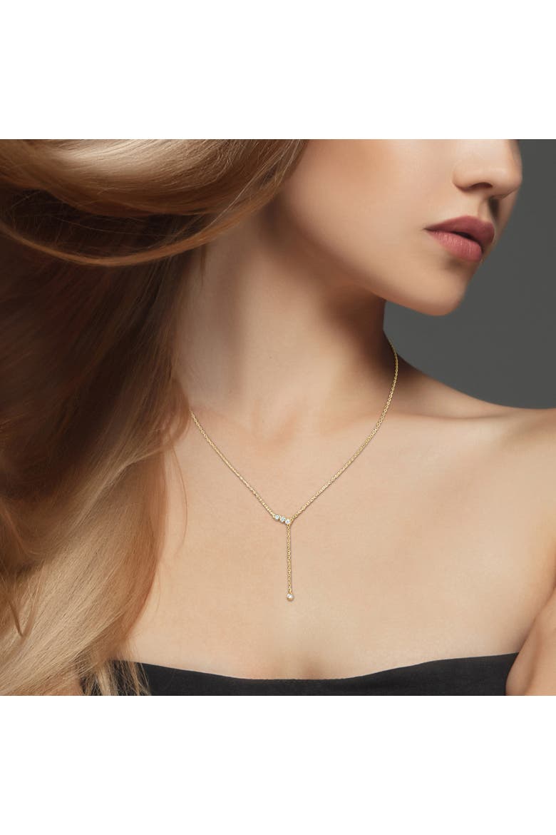 Lab-Grown Diamond Lariat Necklace 18k Gold Plated, Alternate, color, Yellow-Plated