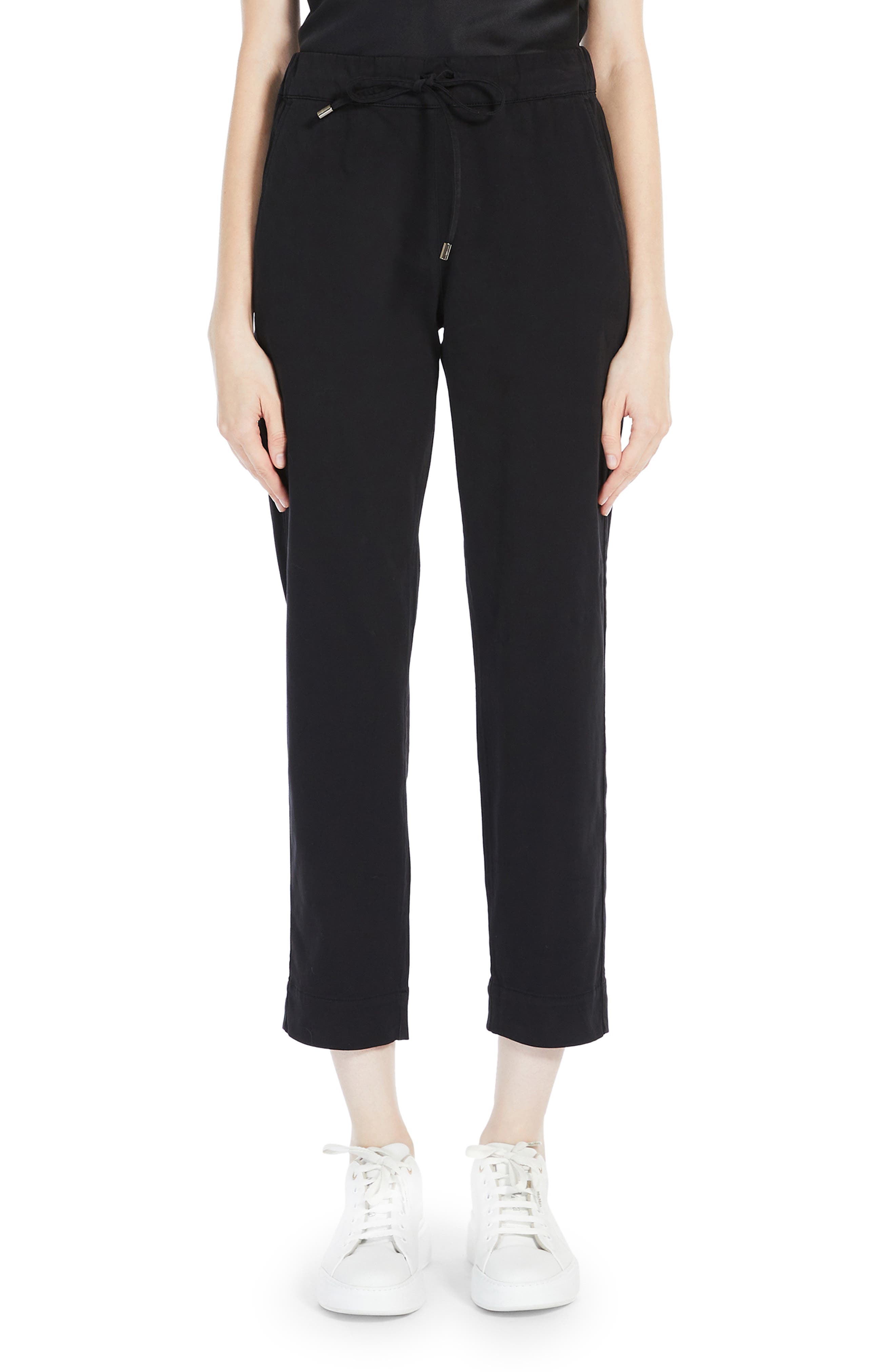 goa - MAXX MARI Max Mara Leisure Terreno Drawstring Stretch Cotton Ankle Pants
