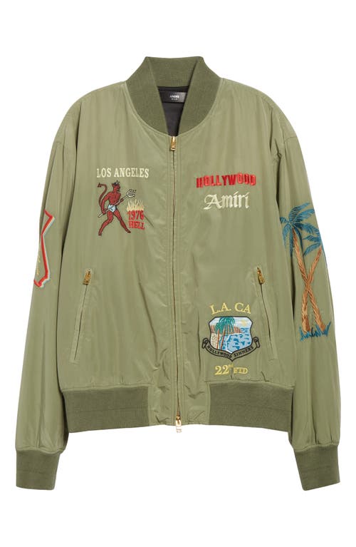 Amiri Embroidered Casual Jacket With Colorful Patches In Green