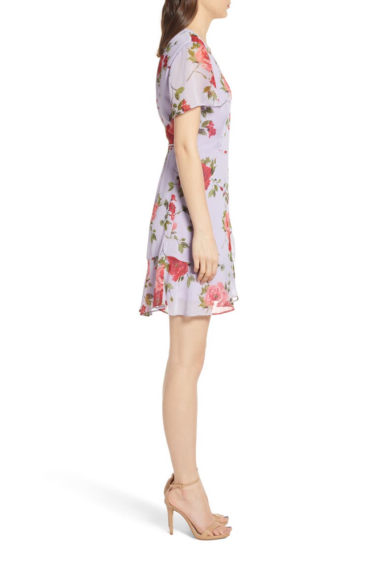 Isabella Wrap Minidress, Alternate, color, LILAC RED FLORAL