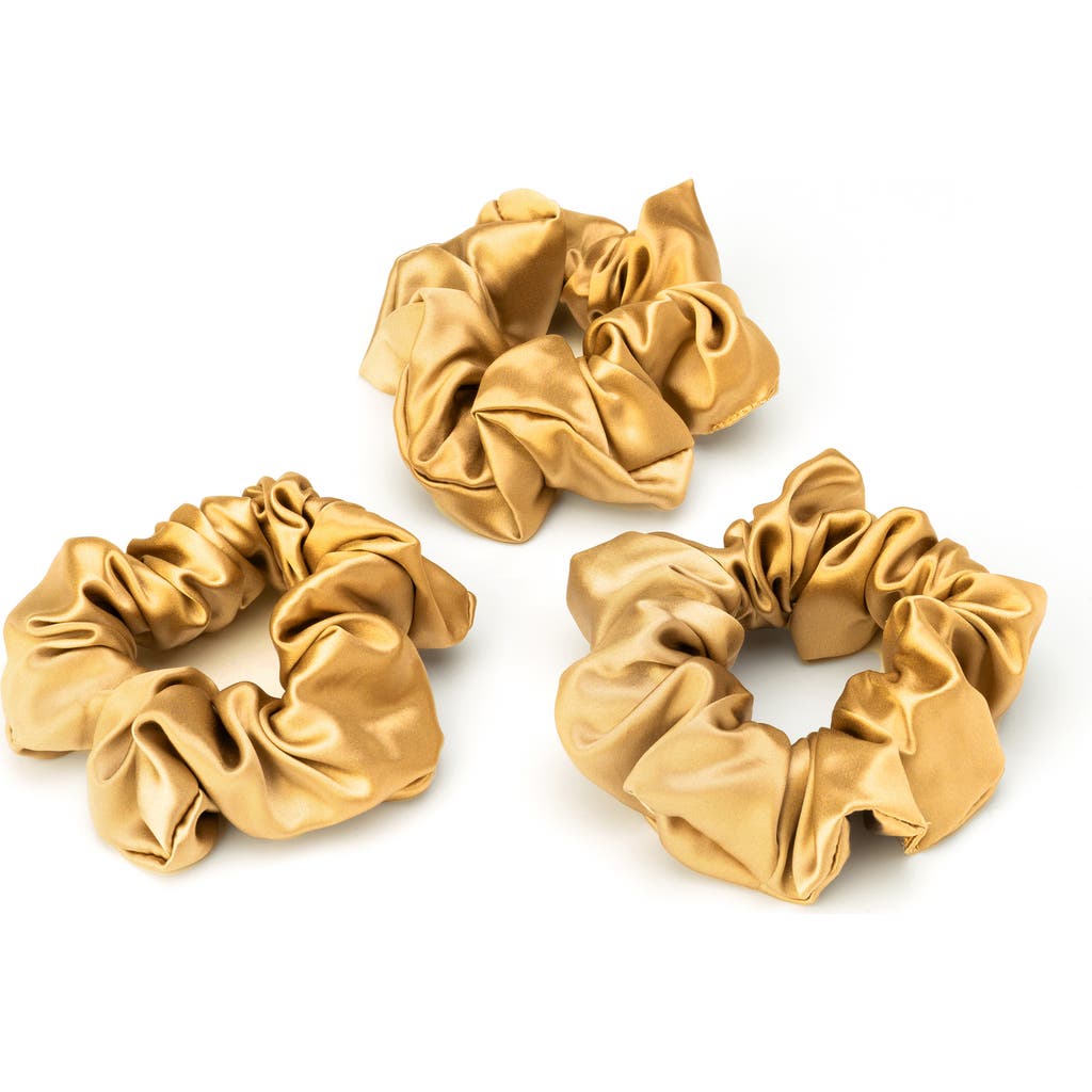 Blissy 3-pack Silk Scrunchies In Gold