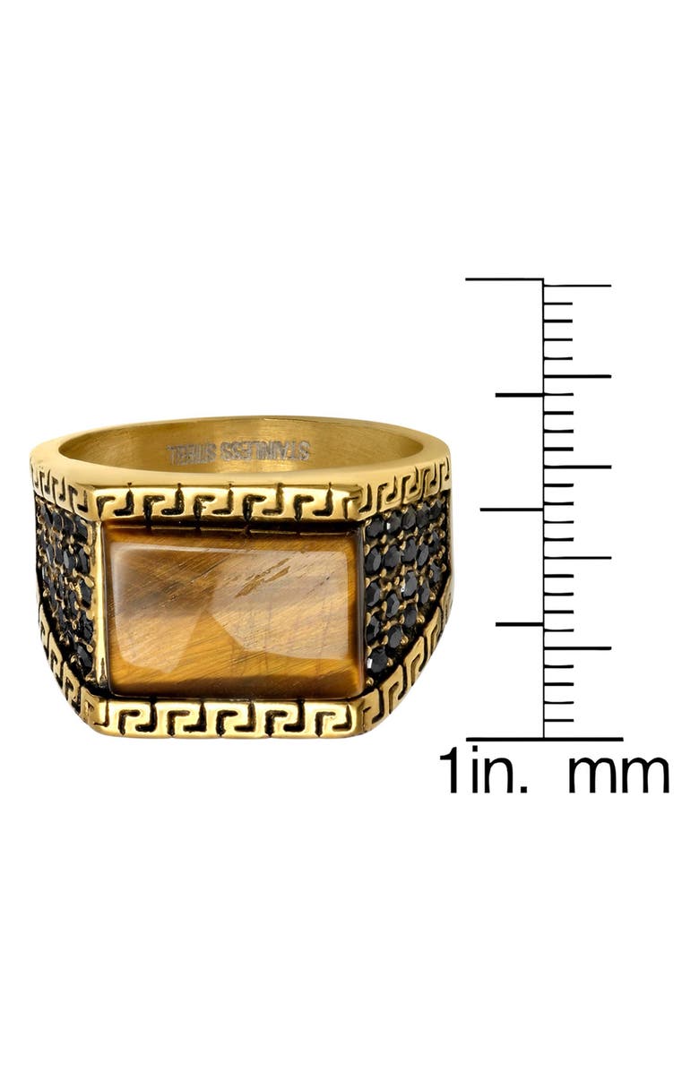 STEELTIME Men's Tiger's Eye Signet Ring, Alternate, color, Gold
