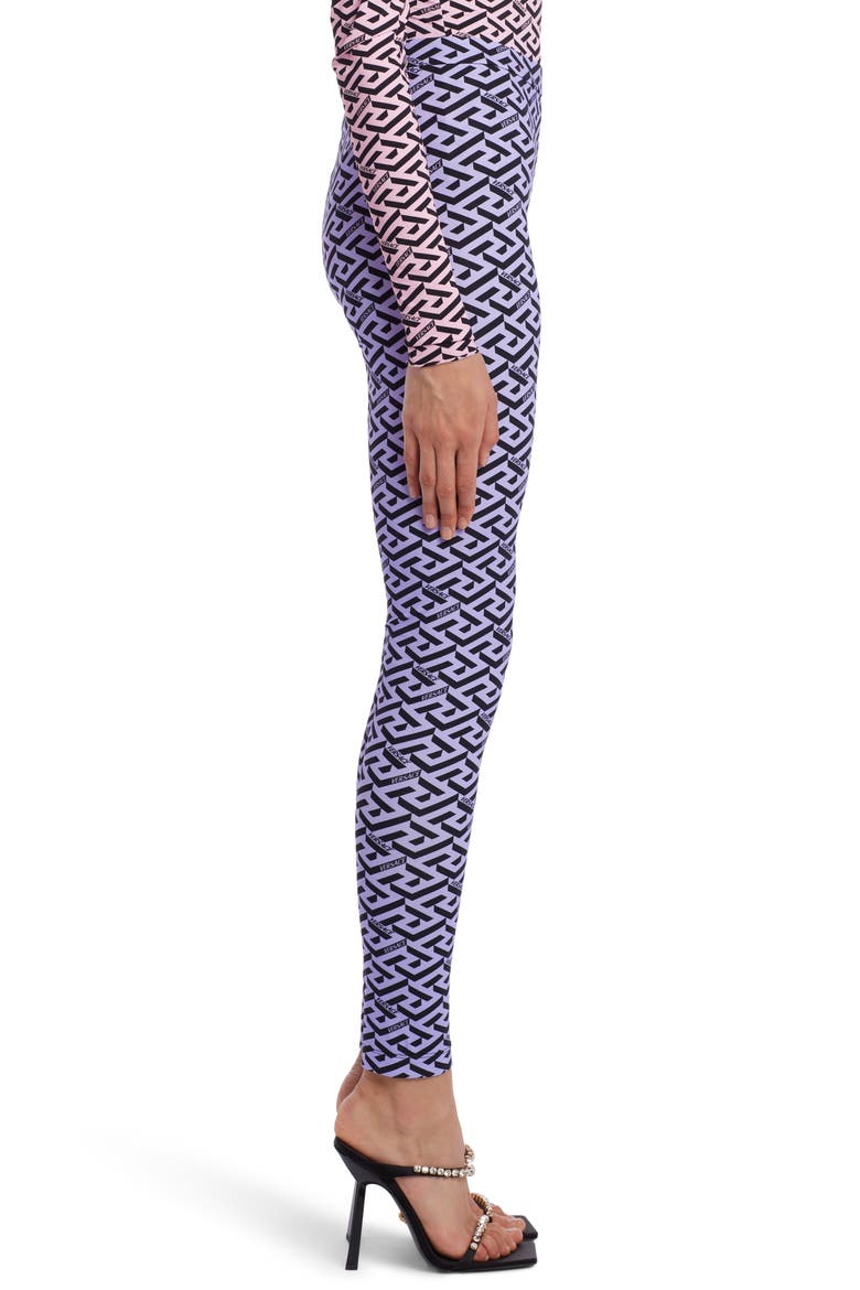 Greca Signature Leggings, Alternate, color, ORCHID BLACK