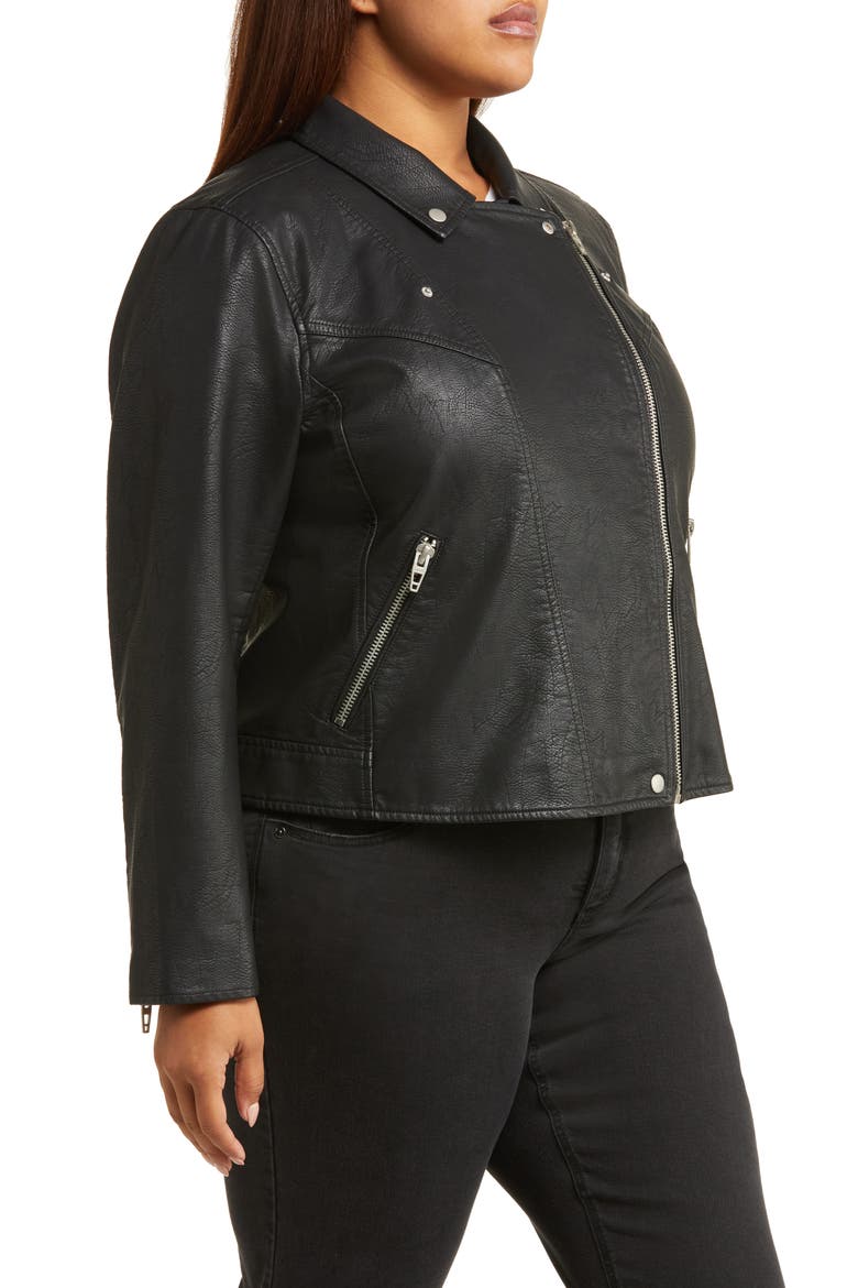 Lifechanger Faux Leather Moto Jacket, Alternate, color, BLACK/ SILVER MATTE METAL