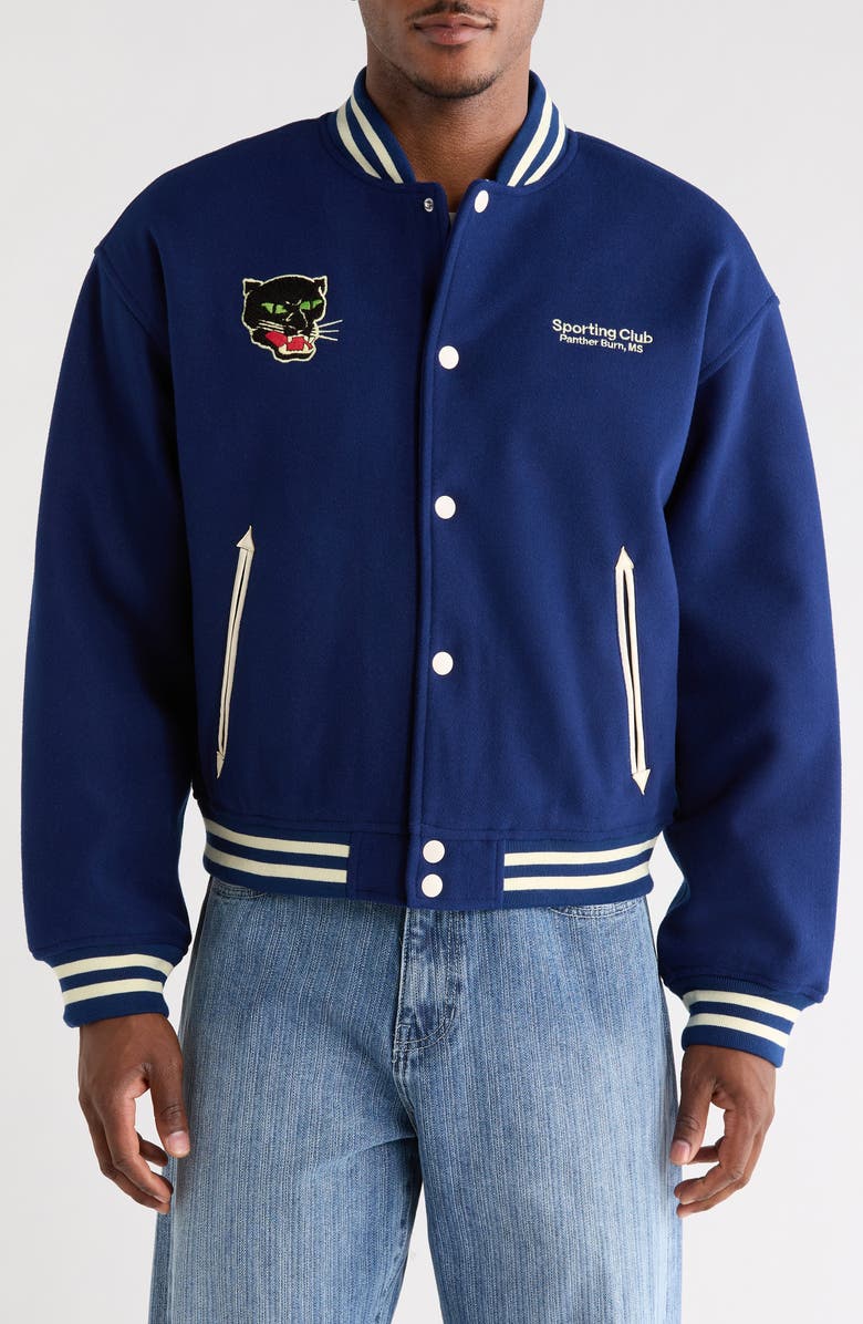 PacSun Miss Varsity Jacket, Alternate, color, Blue