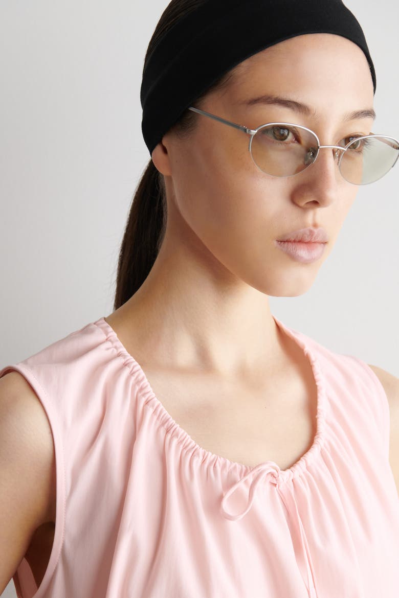 Gathered-neck Jersey Tank Top, Alternate, color, LIGHT PINK