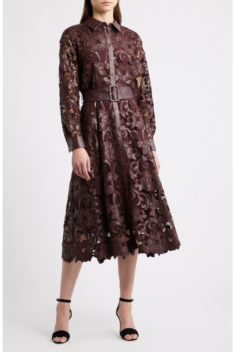 t tahari collared faux leather dress T Tahari Faux Leather Shirt Dress