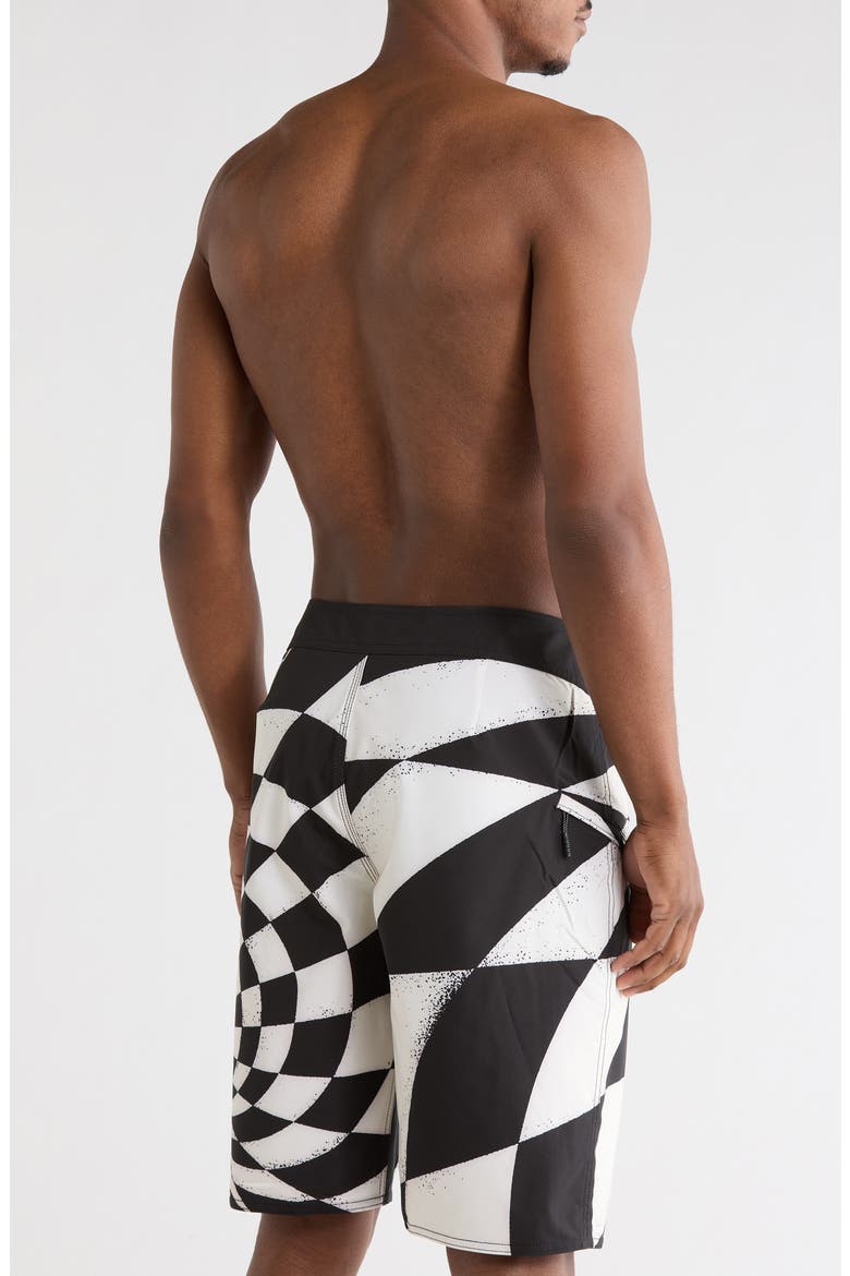 Spiral Check Board Shorts, Alternate, color, OFF WHITE