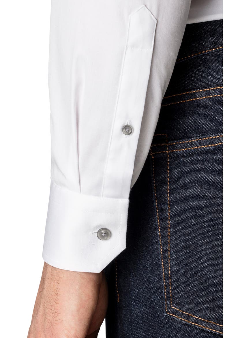 Slim Fit Cotton Twill Dress Shirt, Alternate, color, WHITE