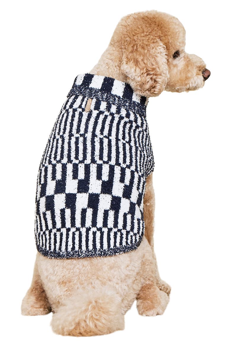 CozyChic™ Abstract Check Dog Sweater, Alternate, color, HE PEARL-INDIGO