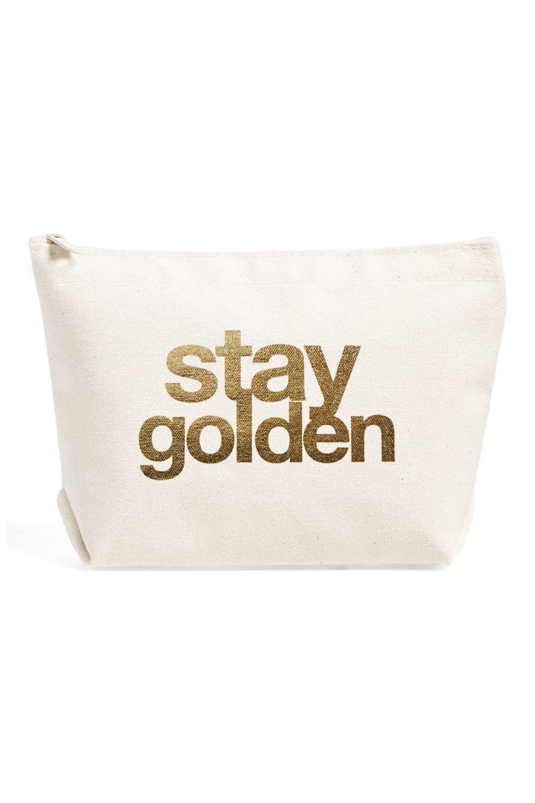 Canvas Zip Pouch, Main, color, GOLD - STAY GOLDEN
