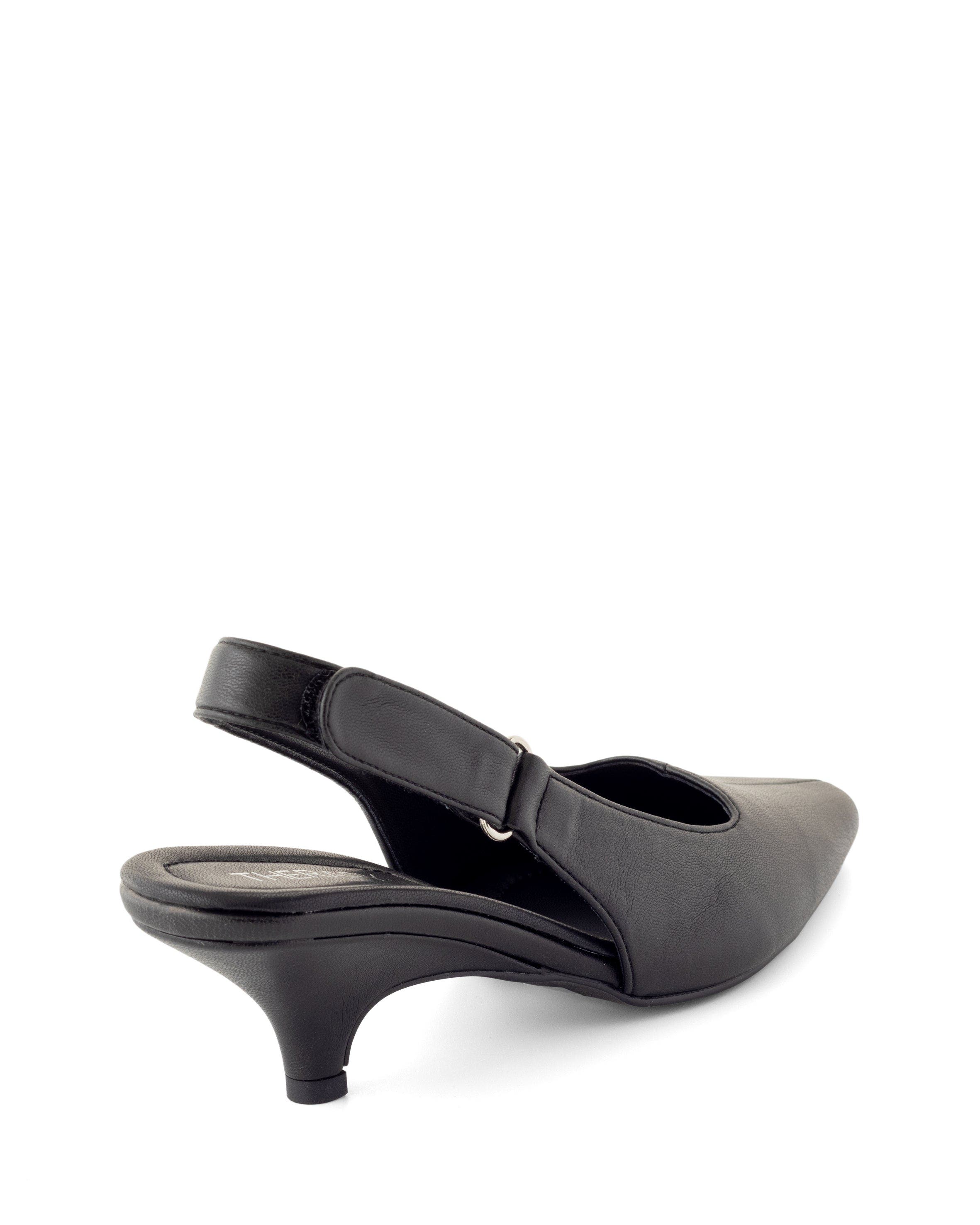 Newark Pointed-Toe Slingback Heel, Alternate, color, BLACK PU