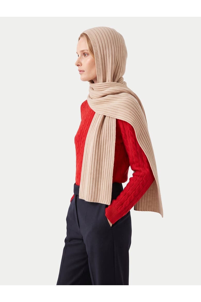Cashmere Rib-knit Hood, Alternate, color, beige