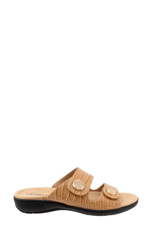 Trotters Ruthie Croc Embossed Slide Sandal In Luggage