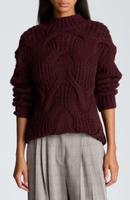 Kenneth Cole Collection Oversized Cable Knit Mock Neck Sweater