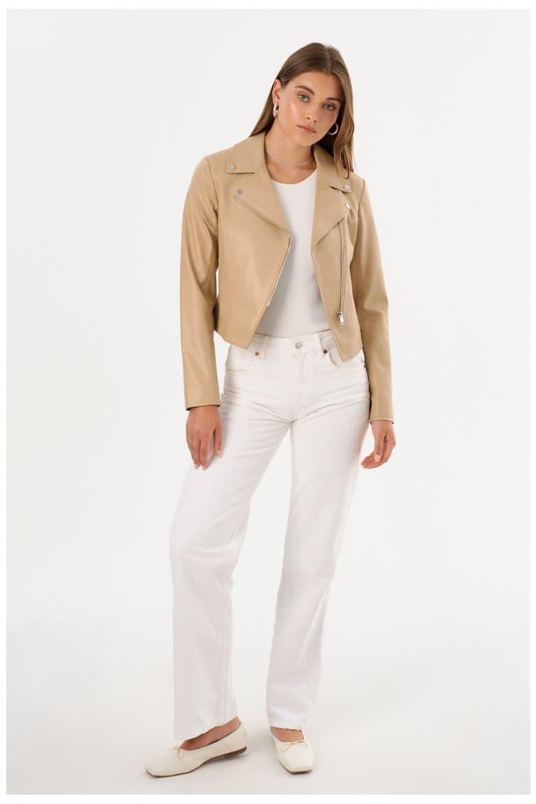 Pascale | Fitted Faux Leather Jacket, Alternate, color, Wheat