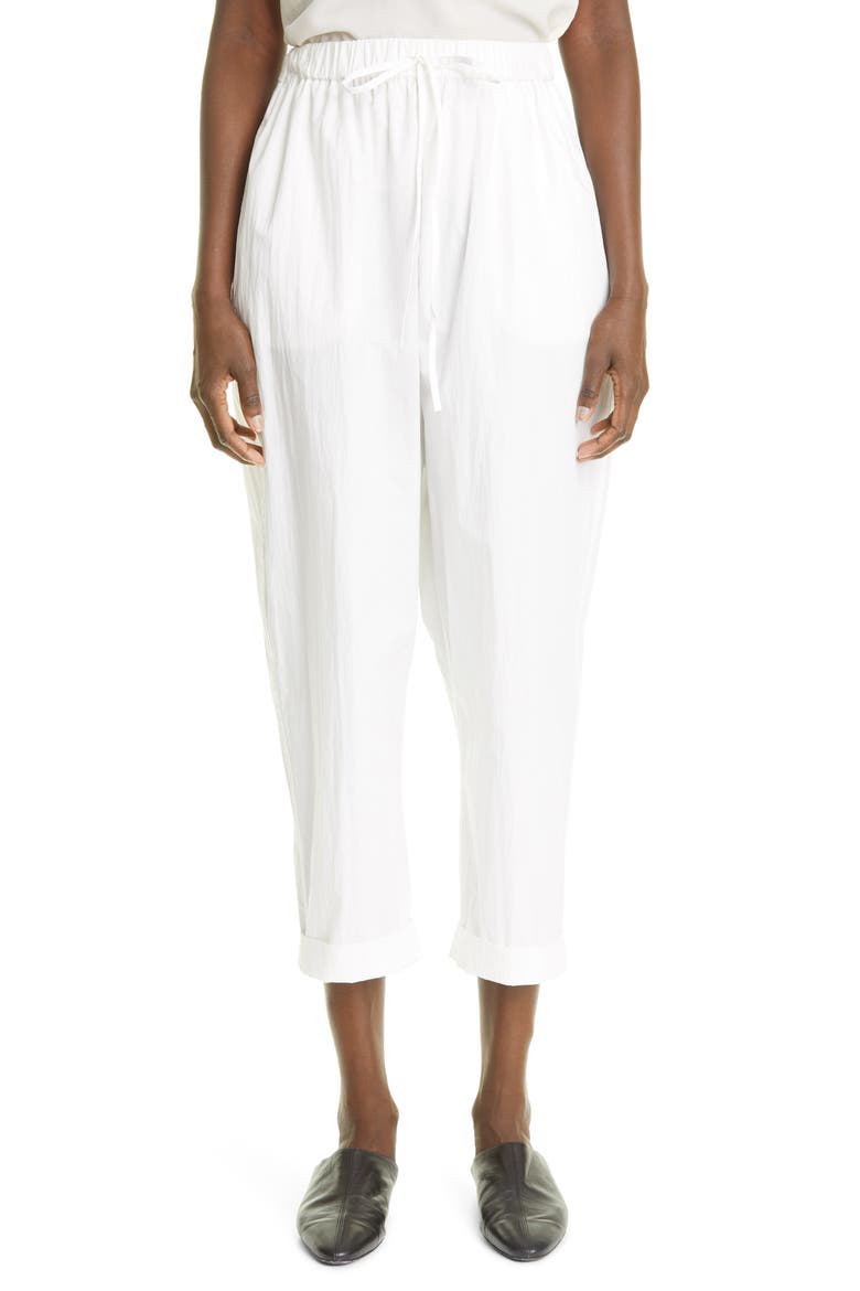 Crop Drawstring Pants, Main, color, WHITE