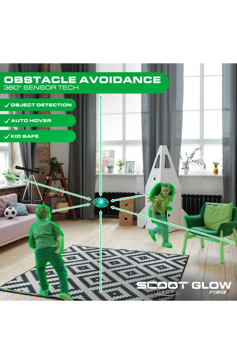 Force1 Scoot Glow Hand Operated Drone, Alternate, color, Green