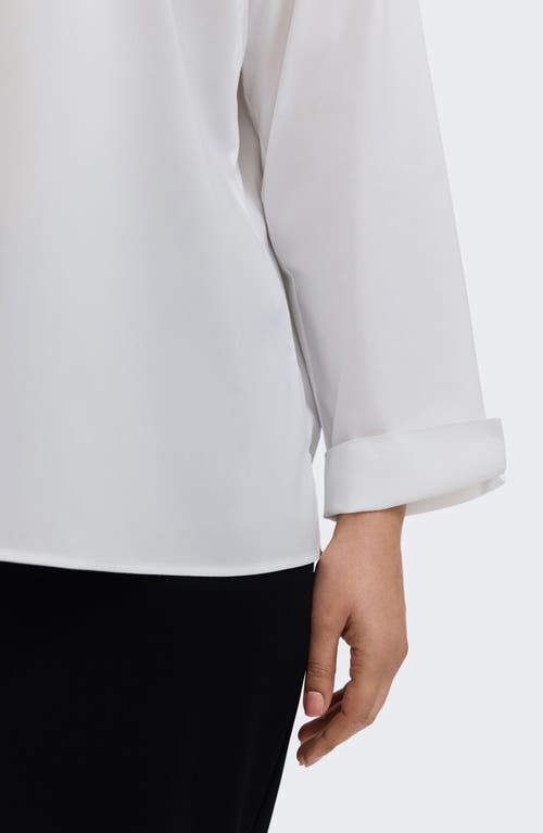 Foxcroft Tammy Ruffle Collar Cotton Blend Top In White
