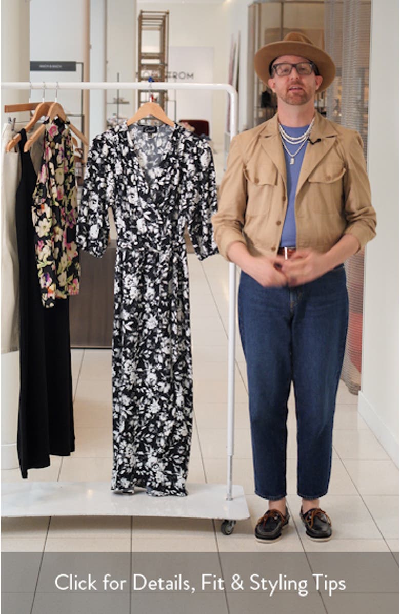 Puff Sleeve Faux Wrap Maxi Dress, sales video thumbnail