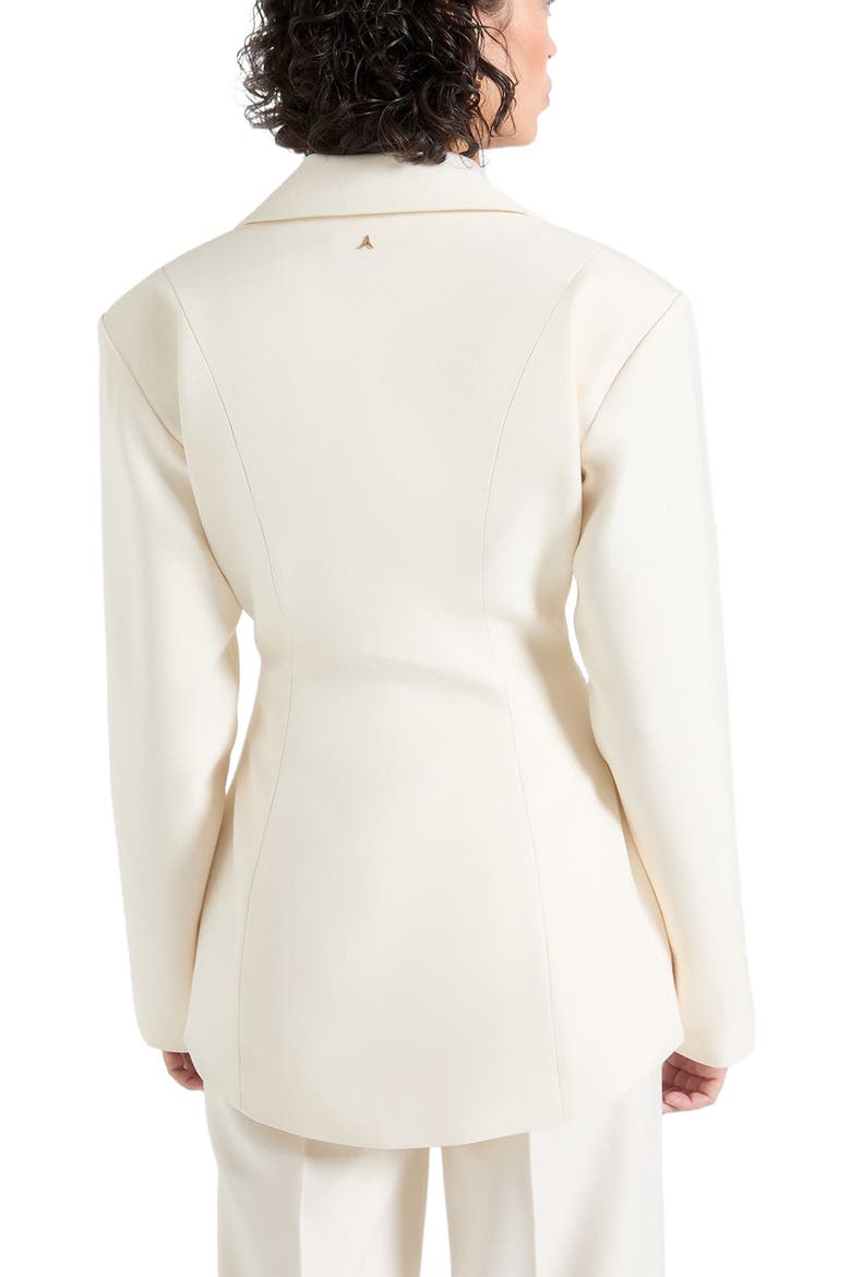 Claire Wide Shoulder Cinch Waist Blazer, Alternate, color, Cream