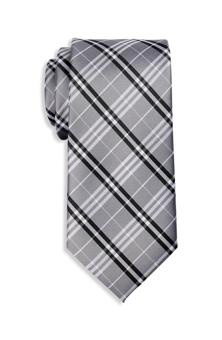 Oak Hill by DXL Big & Tall Spring Plaid Tie, Main, color, Black