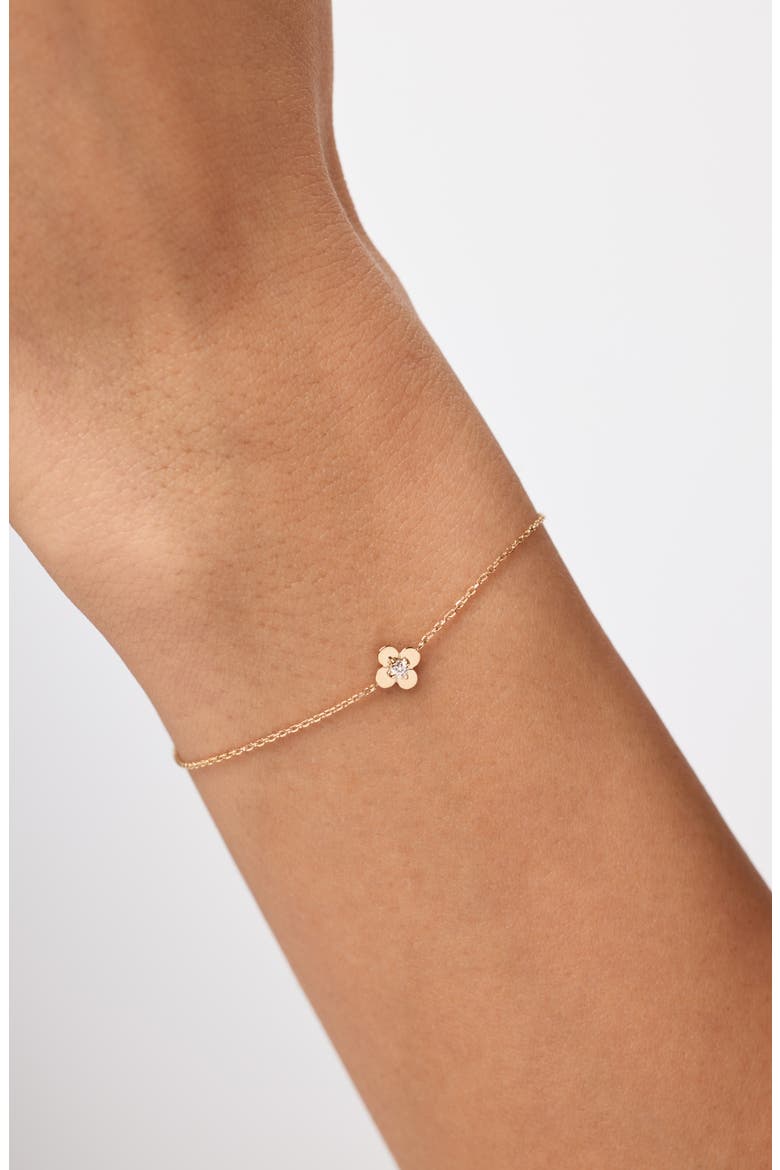 Solid Yellow Gold - Mini Flower Bracelet, Alternate, color, Diamond