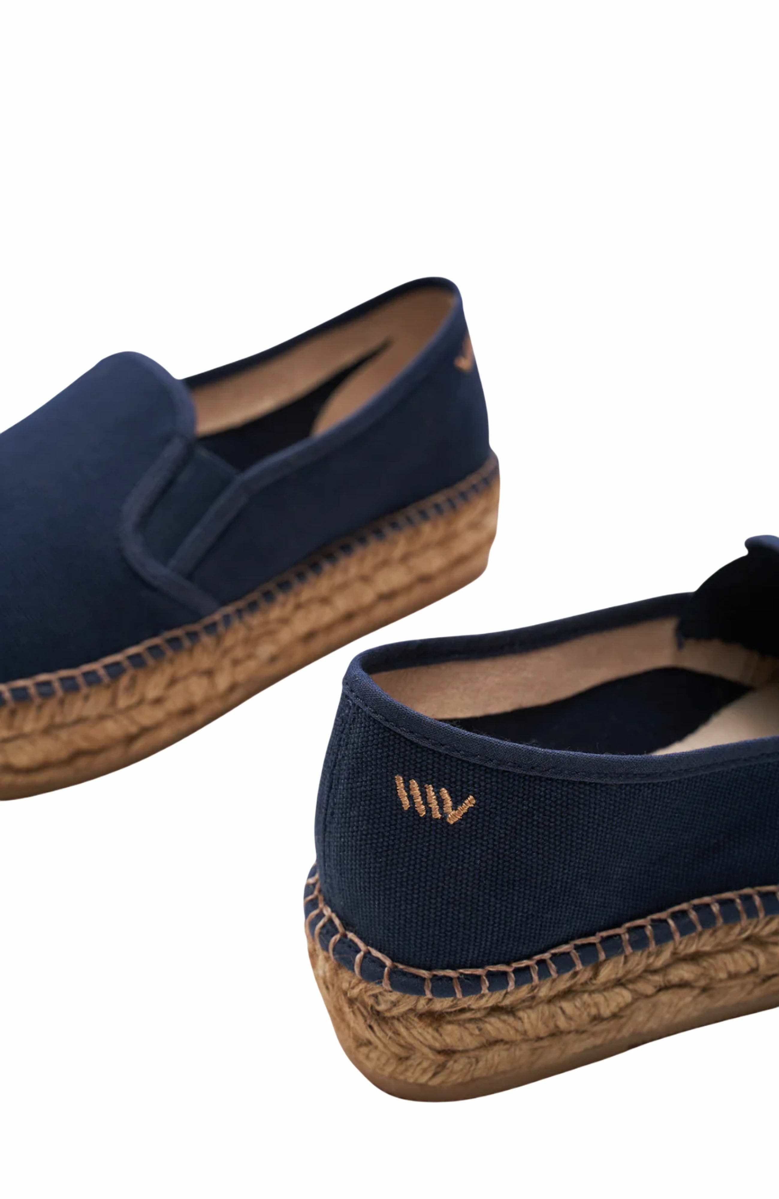 Castell Canvas Espadrille Platforms, Alternate, color, Navy Blue