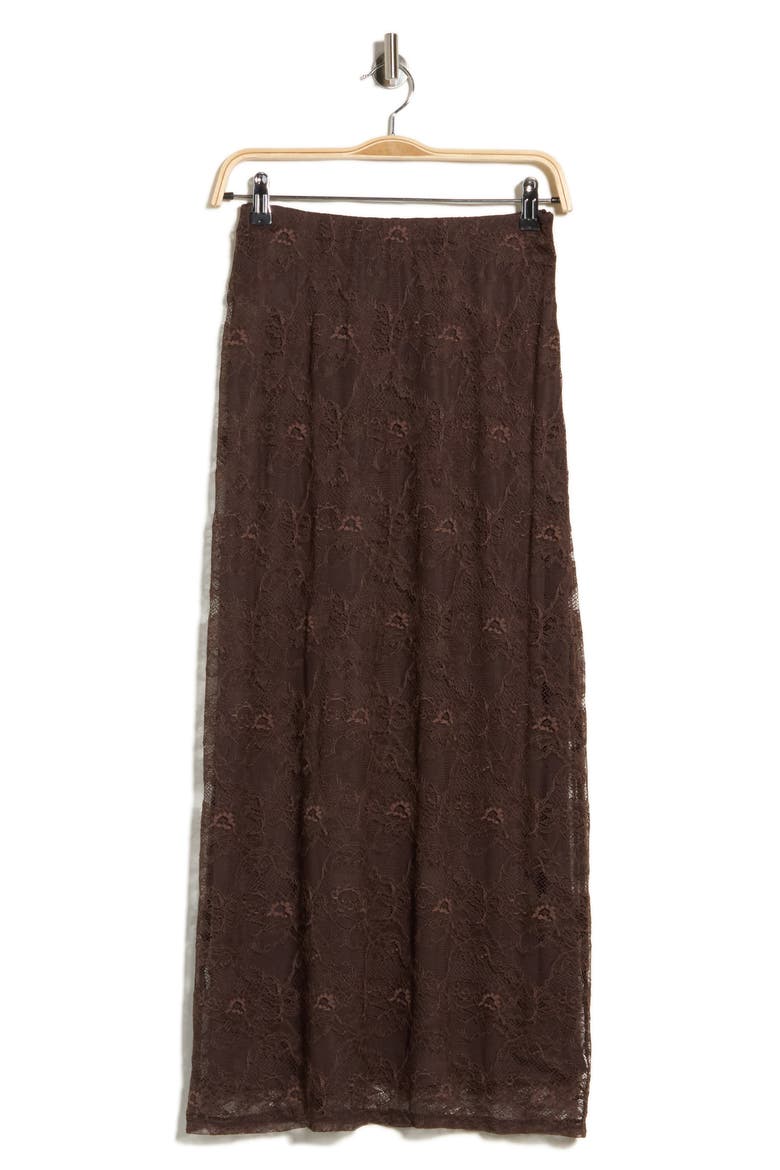 Floral Lace Midi Skirt, Main, color, CALL ME CHOCOLATE