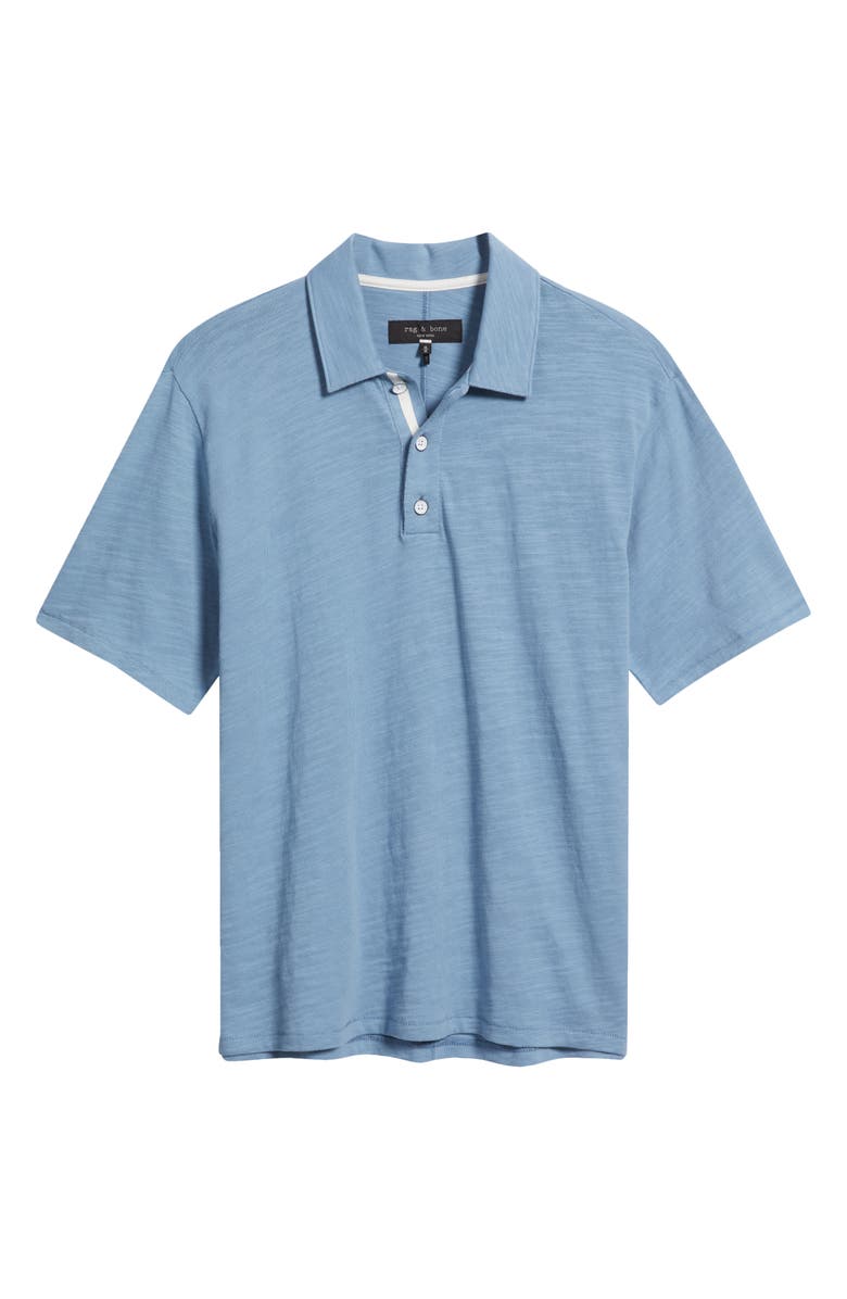 rag & bone Classic Flame Cotton Polo, Alternate, color, Fog Blue