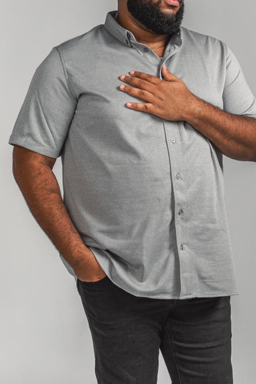Regent Row Big And Tall Commuter Shirt Short Sleeve Button Down In Heather Grey