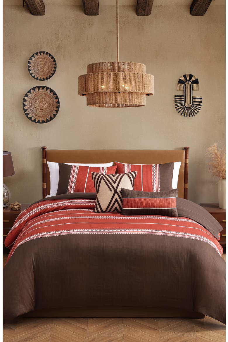 Terra Spice Reversible 5-Piece Comforter Set, Alternate, color, BROWN