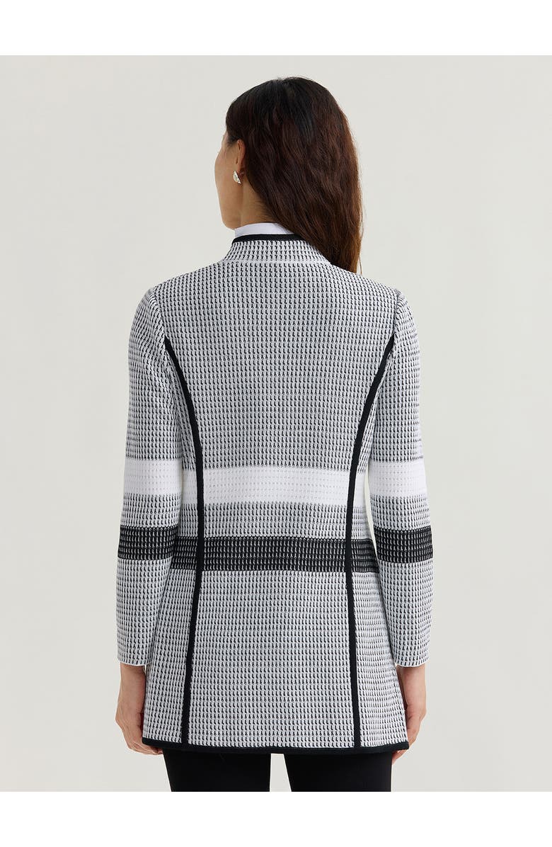 Misook Monochrome Jacquard Knit Jacket, Alternate, color, Black/White/ Grey