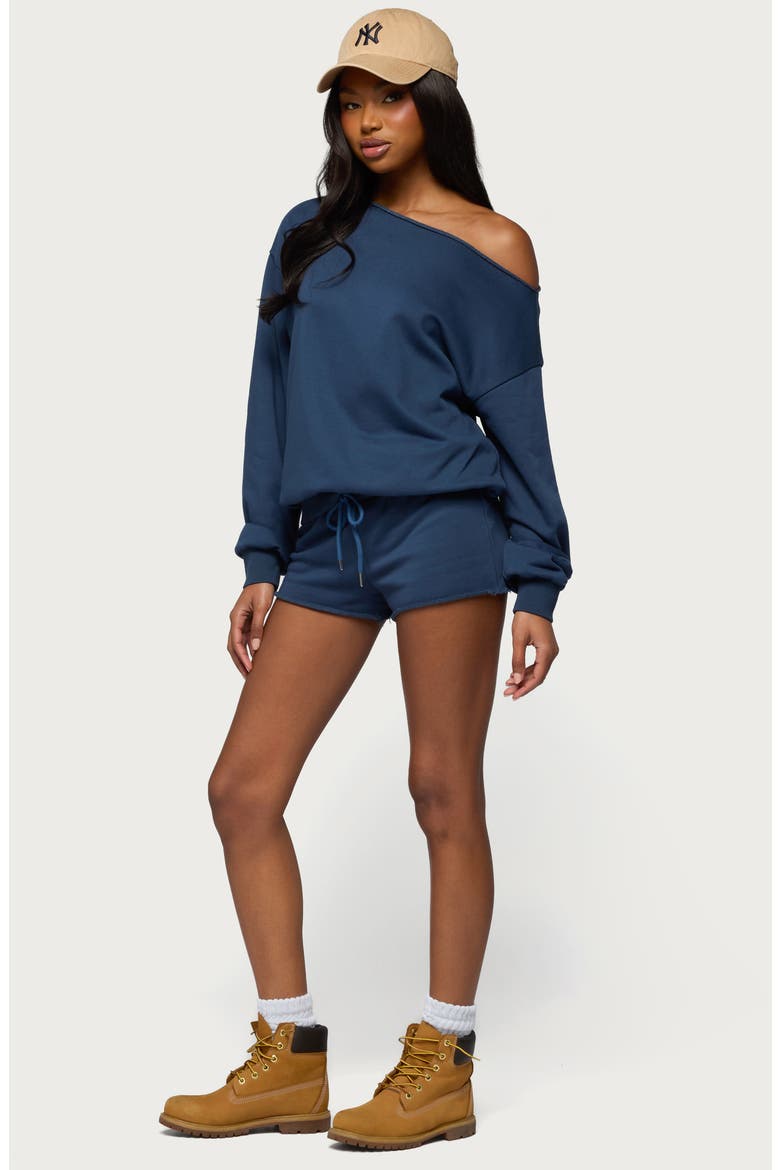 Juana One-Shoulder Sweatshirt, Alternate, color, NAVY
