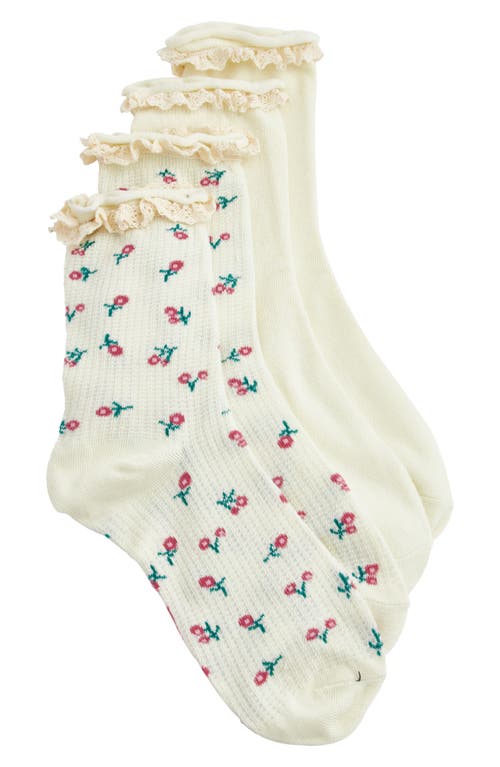 Stems Flora Assorted 2-pack Cotton Blend Crew Socks In Multi