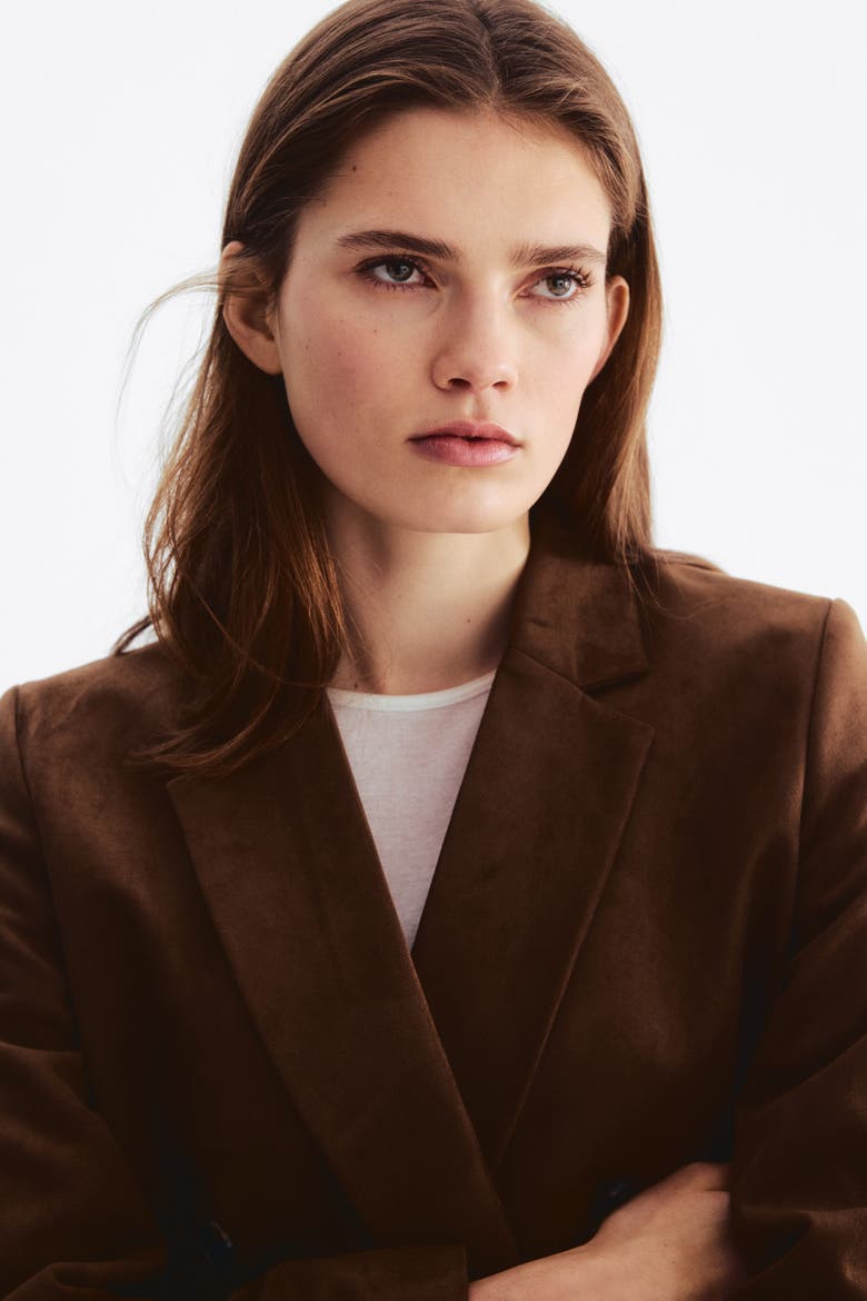 Double-breasted Blazer, Alternate, color, Brown