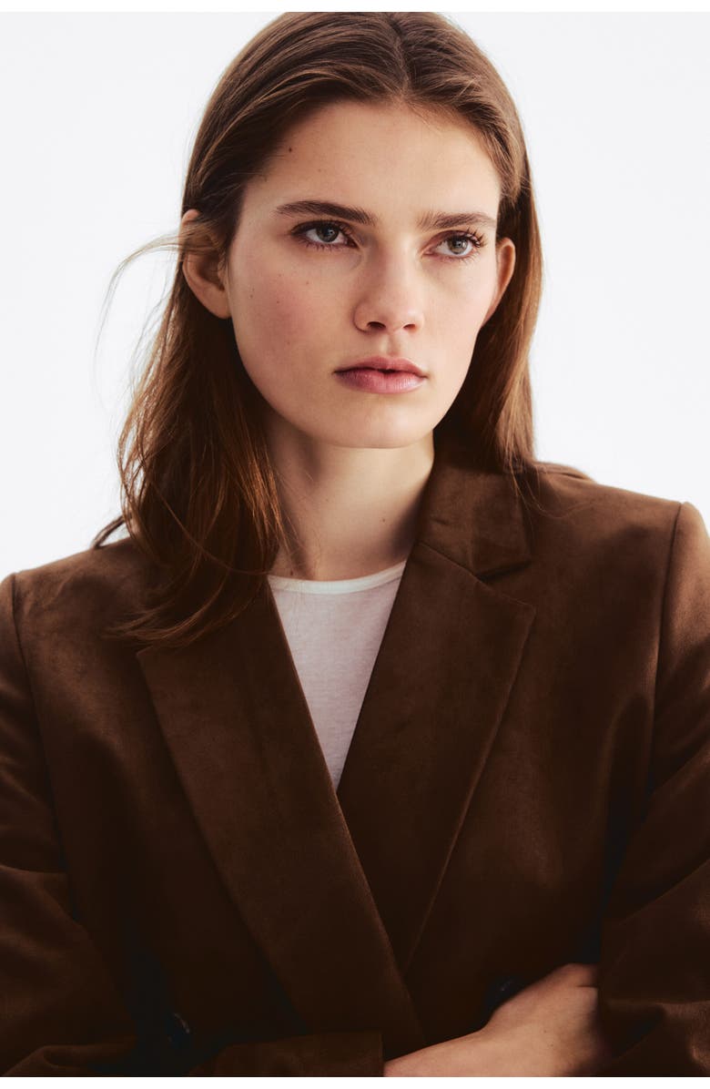 H&M Double-breasted Blazer, Alternate, color, Brown