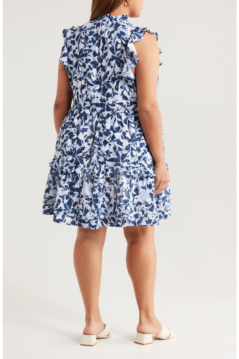 Floral Ruffle Gauze Dress, Alternate, color, NAVY S- WHITE BRUSHED BLOOMS