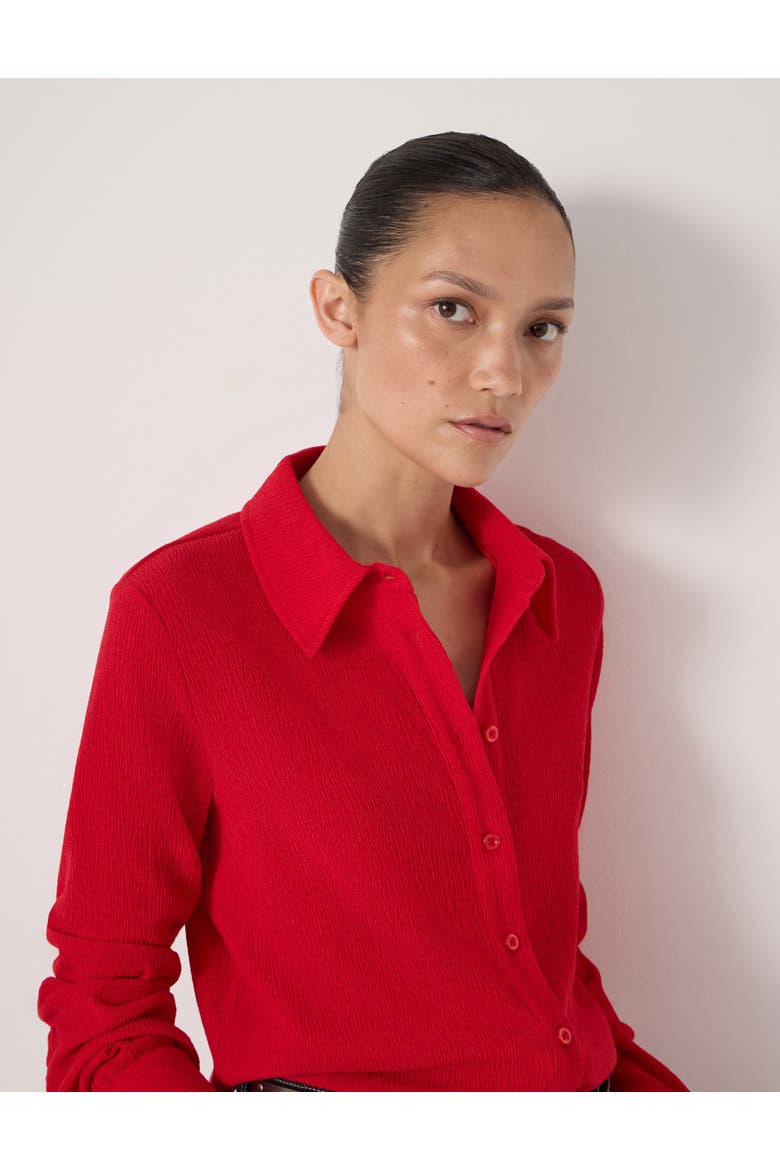 Textured Slim Shirt, Alternate, color, Bright Red