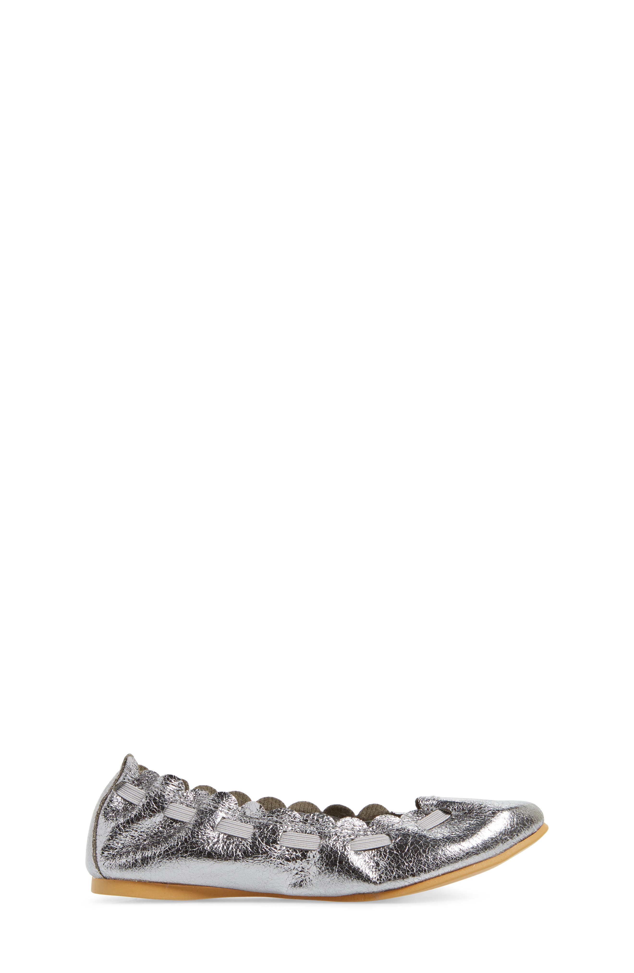 Scalloped Ballet Flat, Alternate, color, PEWTER CRACKLE FAUX LEATHER
