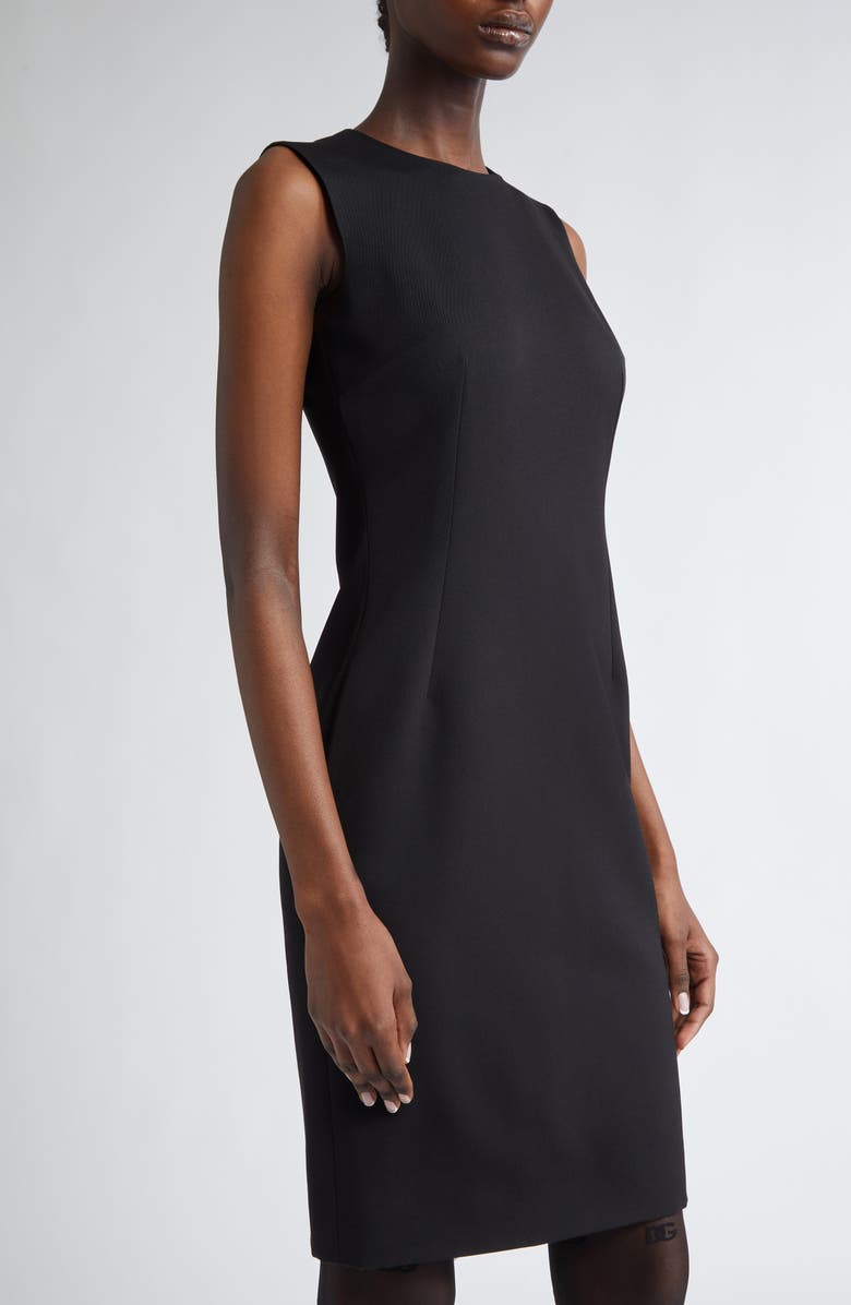 Dolce&Gabbana Lana Sleeveless Virgin Wool Sheath Dress, Alternate, color, N0000 Nero