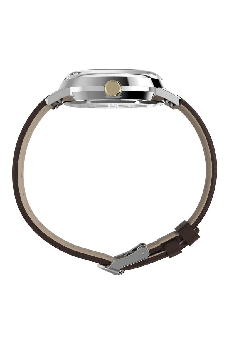Marlin GMT Leather Strap Watch, 40mm, Alternate, color, BROWN