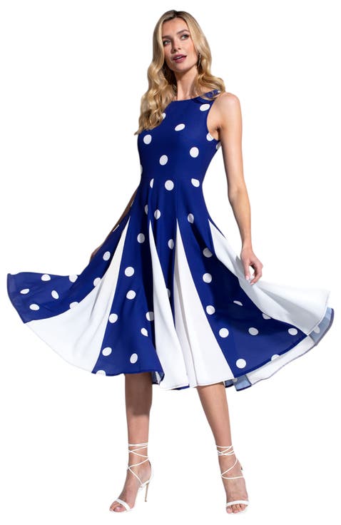 Box Pleat Midi Dress with Contrast Skirt