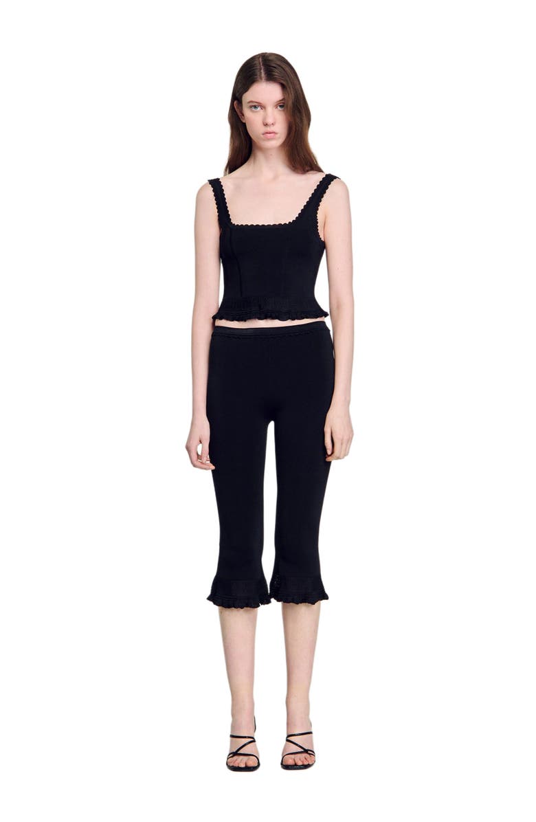 SANDRO Ruffled capri pants, Alternate, color,